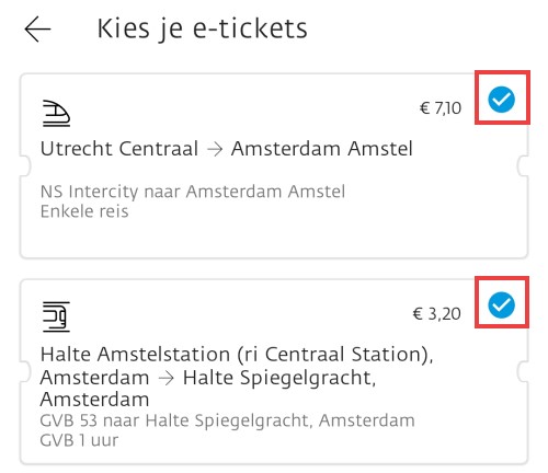 Tickets kiezen 9292-app Tickets kiezen 9292-app